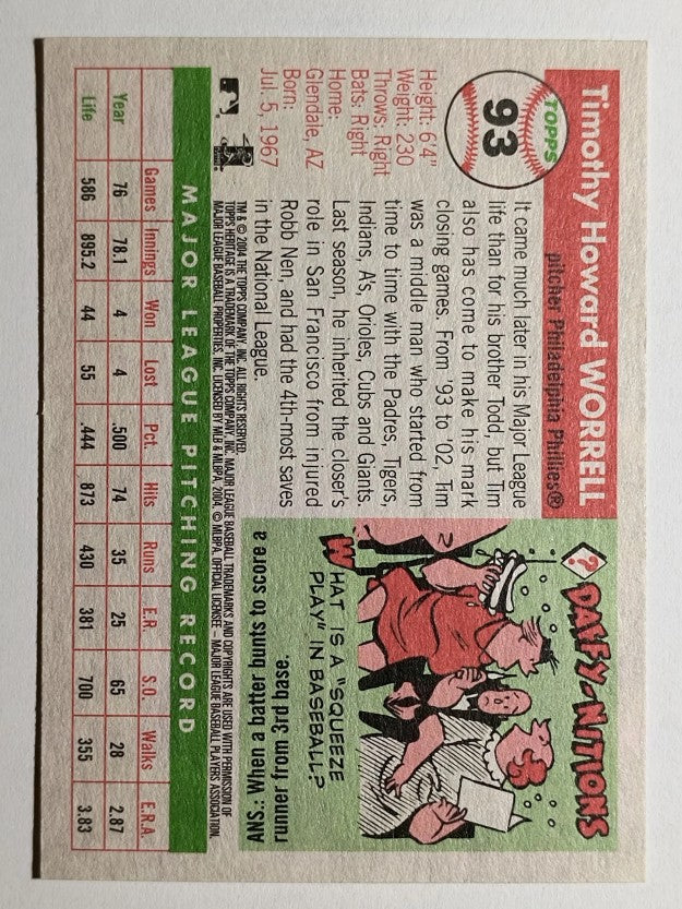 2004 Topps Heritage #93 Tim Worrell