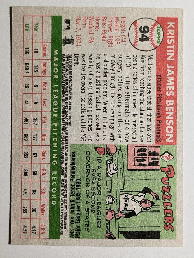 2004 Topps Heritage #94 Kris Benson