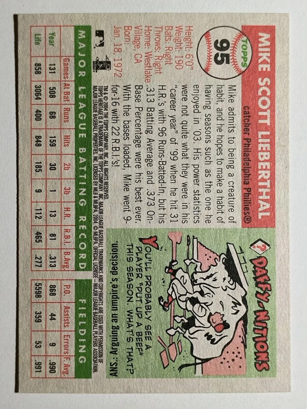 2004 Topps Heritage #95 Mike Lieberthal