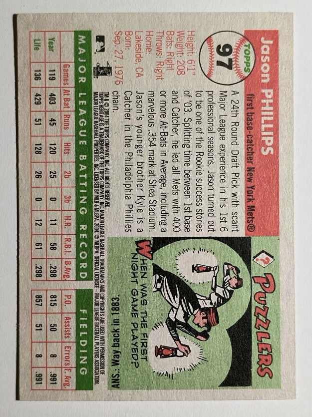 2004 Topps Heritage #97 Jason Phillips