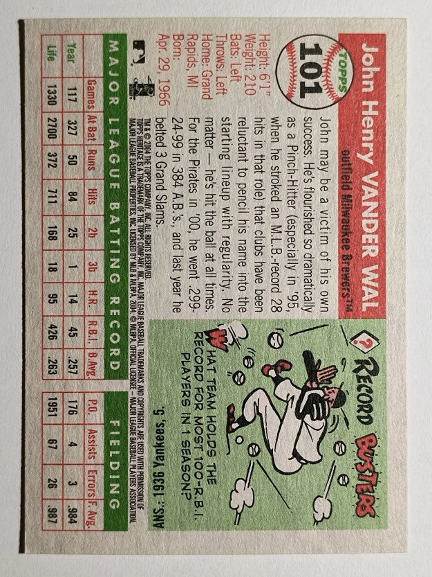 2004 Topps Heritage #101 John Vander Wal