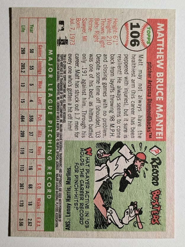 2004 Topps Heritage #106 Matt Mantei