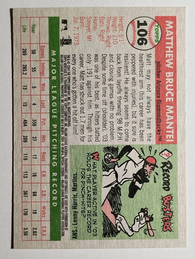 2004 Topps Heritage #106 Matt Mantei