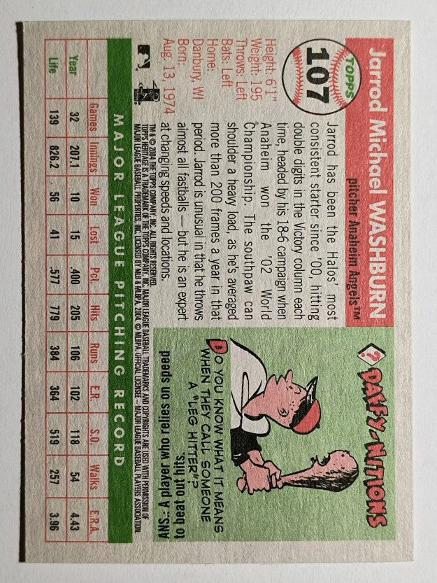 2004 Topps Heritage #107 Jarrod Washburn