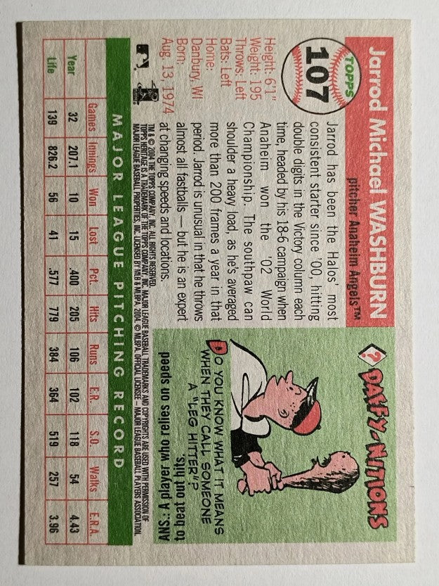 2004 Topps Heritage #107 Jarrod Washburn