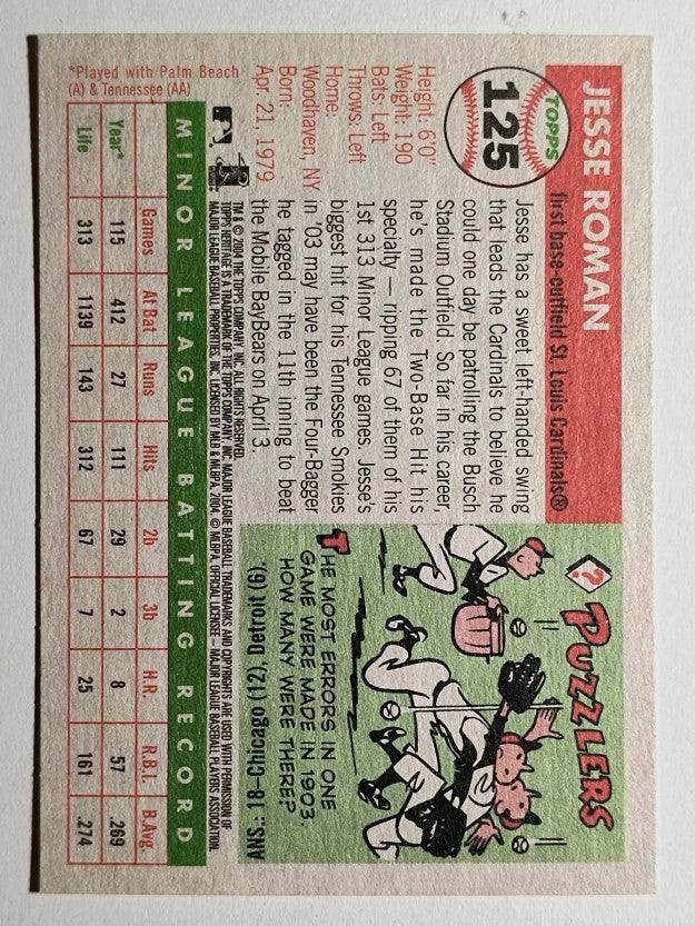 2004 Topps Heritage #125 Jesse Roman RC