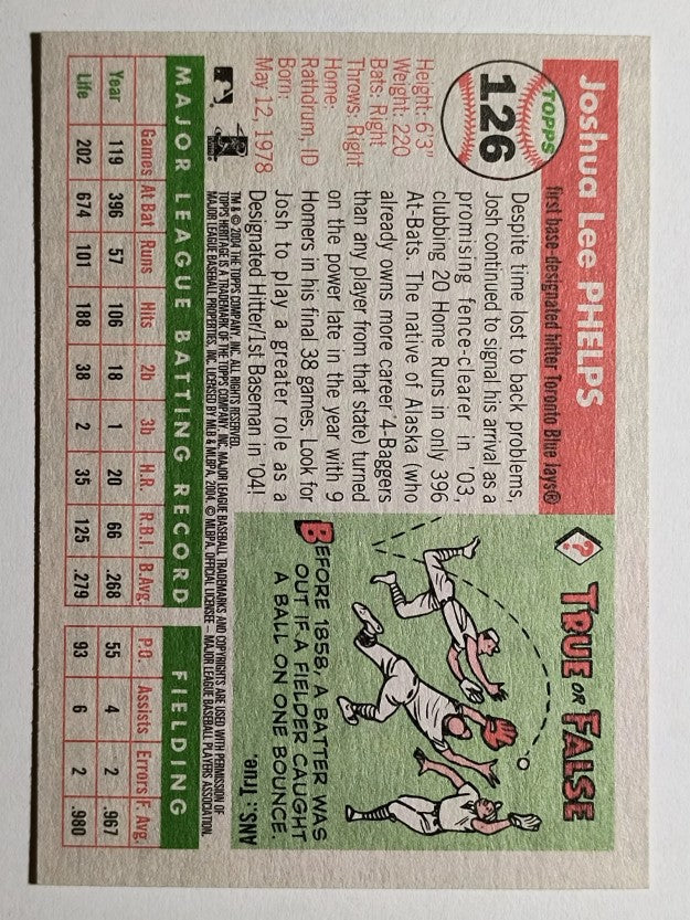 2004 Topps Heritage #126 Josh Phelps
