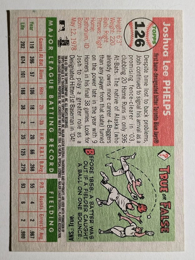 2004 Topps Heritage #126 Josh Phelps