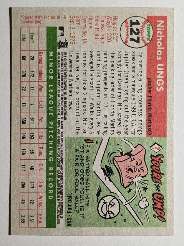 2004 Topps Heritage #127 Nic Ungs RC