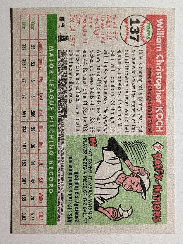 2004 Topps Heritage #137 Billy Koch