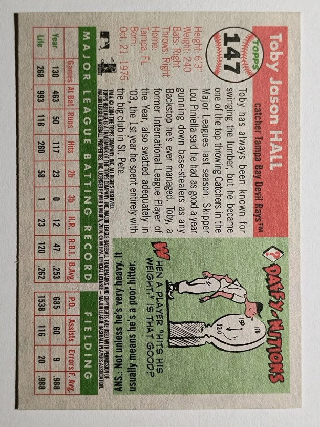 2004 Topps Heritage #147 Toby Hall