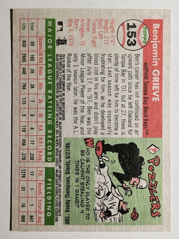 2004 Topps Heritage #153 Ben Grieve
