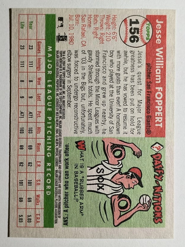 2004 Topps Heritage #156 Jesse Foppert
