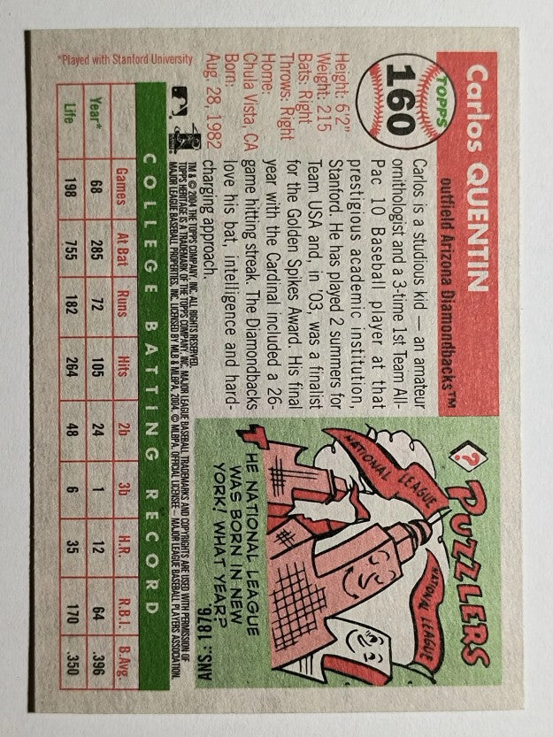 2004 Topps Heritage #160 Carlos Quentin RC