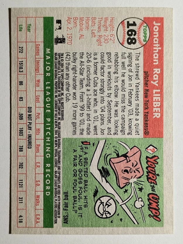 2004 Topps Heritage #168 Jon Lieber