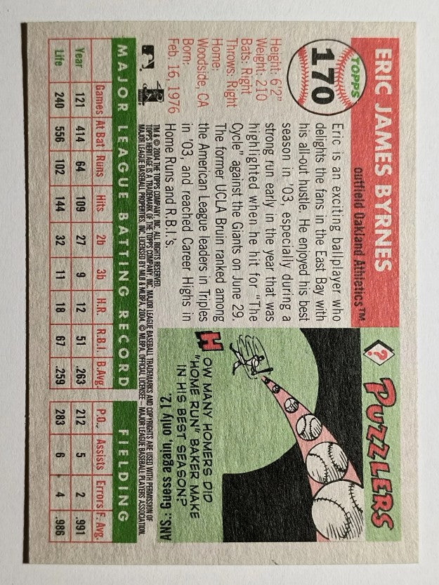 2004 Topps Heritage #170 Eric Byrnes