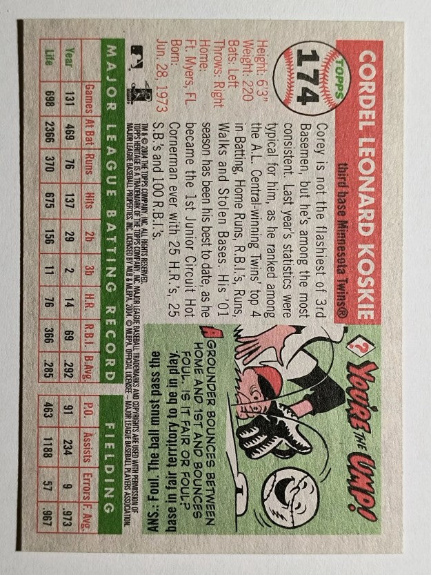 2004 Topps Heritage #174 Corey Koskie