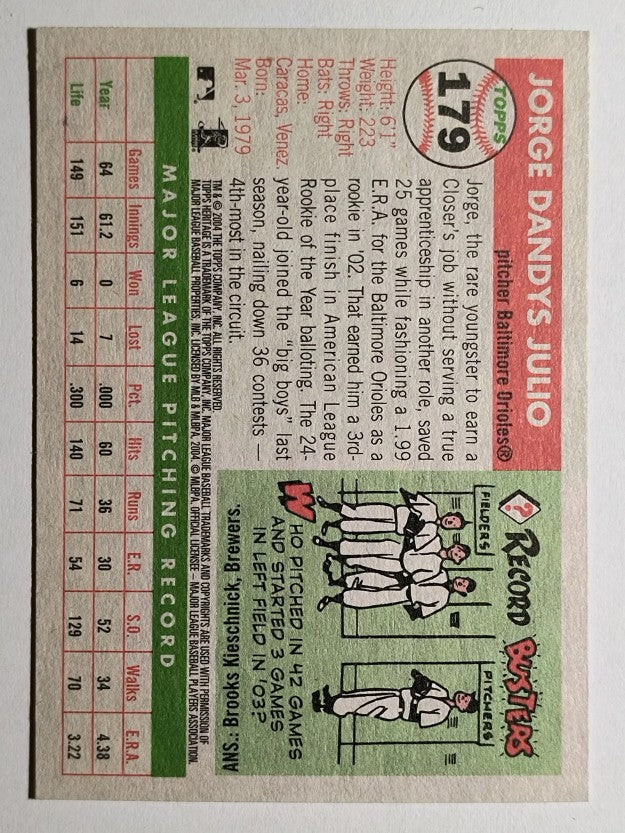 2004 Topps Heritage #179 Jorge Julio