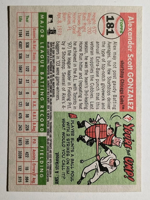 2004 Topps Heritage #181 Alex Gonzalez