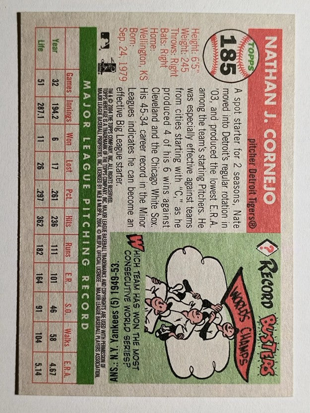 2004 Topps Heritage #185 Nate Cornejo