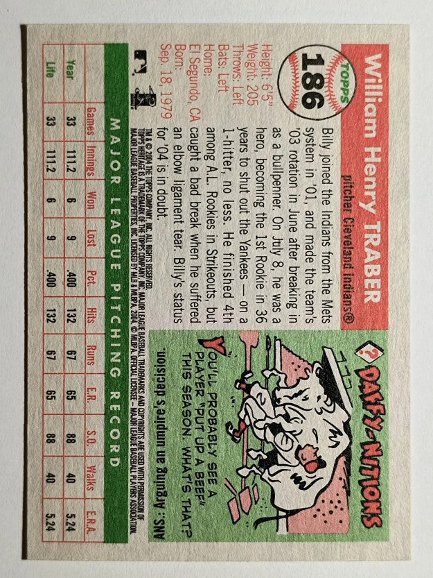 2004 Topps Heritage #186 Billy Traber