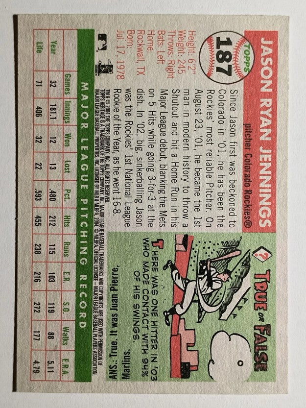 2004 Topps Heritage #187 Jason Jennings
