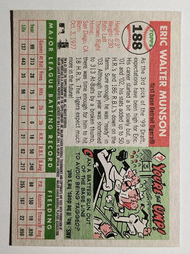 2004 Topps Heritage #188 Eric Munson