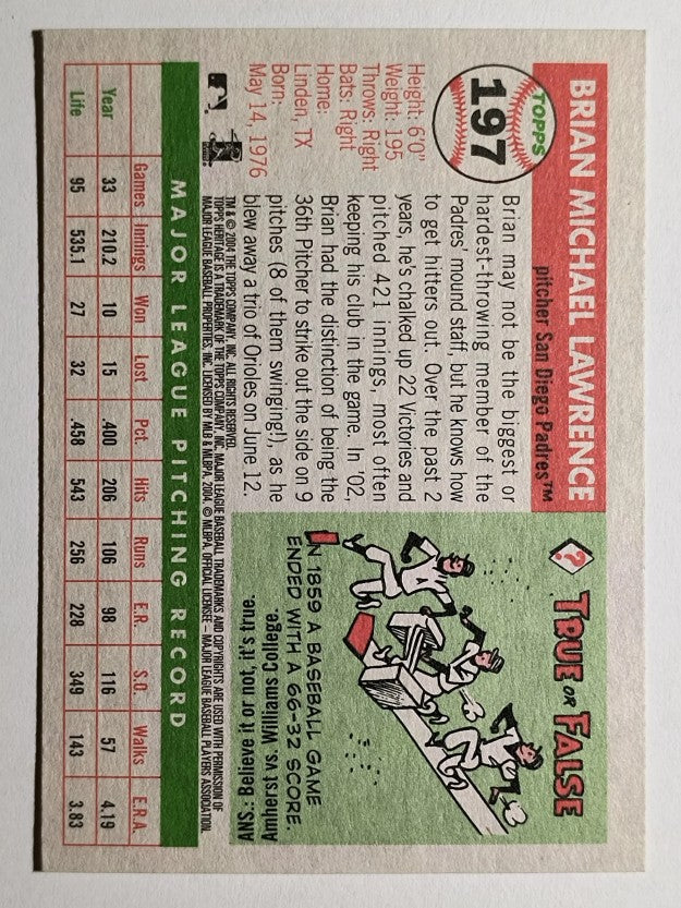 2004 Topps Heritage #197 Brian Lawrence