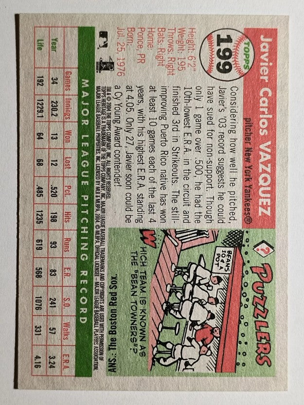 2004 Topps Heritage #199 Javier Vazquez