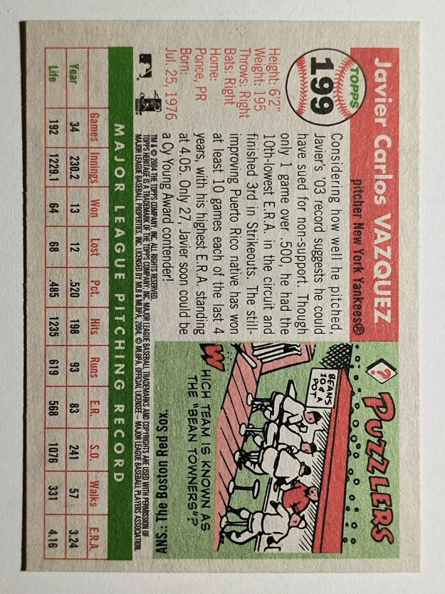 2004 Topps Heritage #199 Javier Vazquez