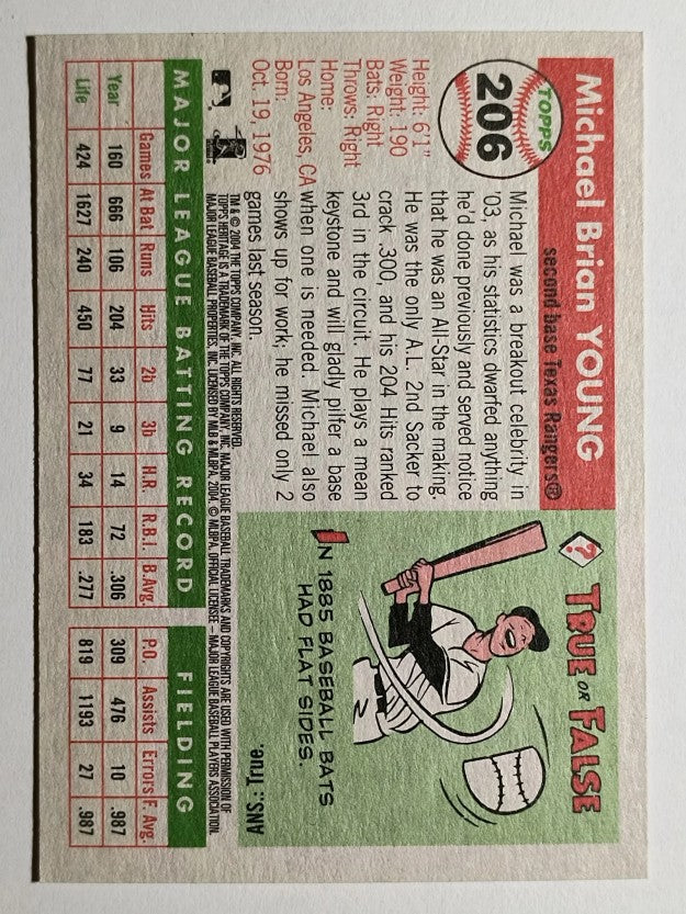 2004 Topps Heritage #206 Michael Young