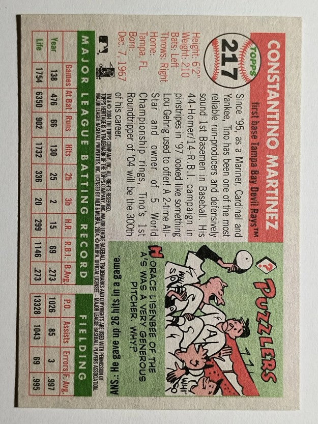 2004 Topps Heritage #217 Tino Martinez