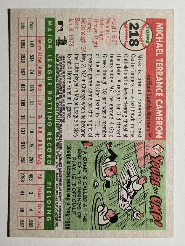 2004 Topps Heritage #218 Mike Cameron