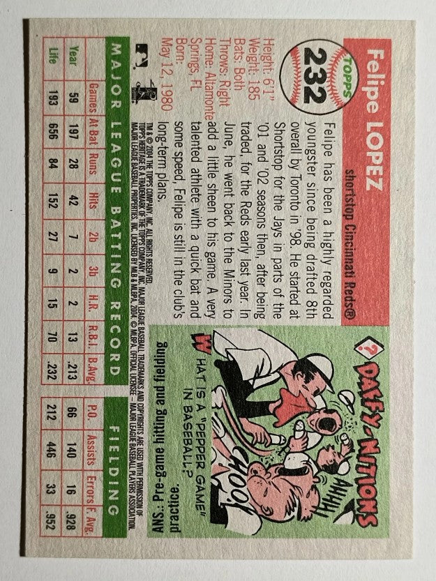 2004 Topps Heritage #232 Felipe Lopez