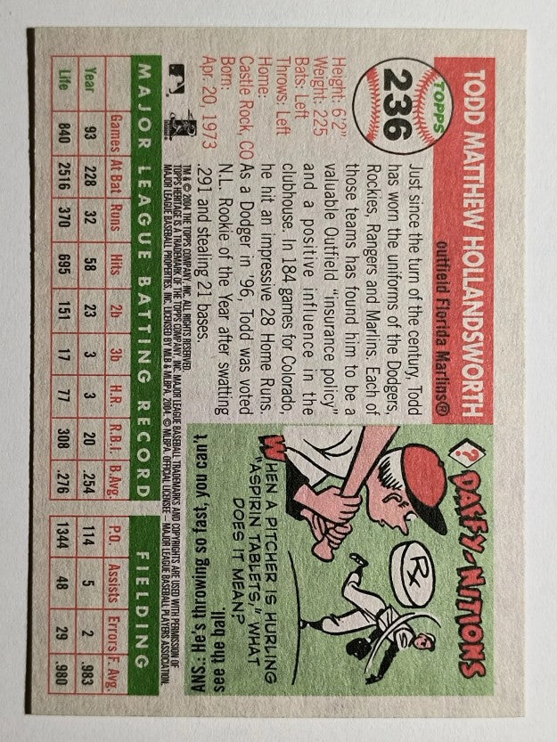 2004 Topps Heritage #236 Todd Hollandsworth
