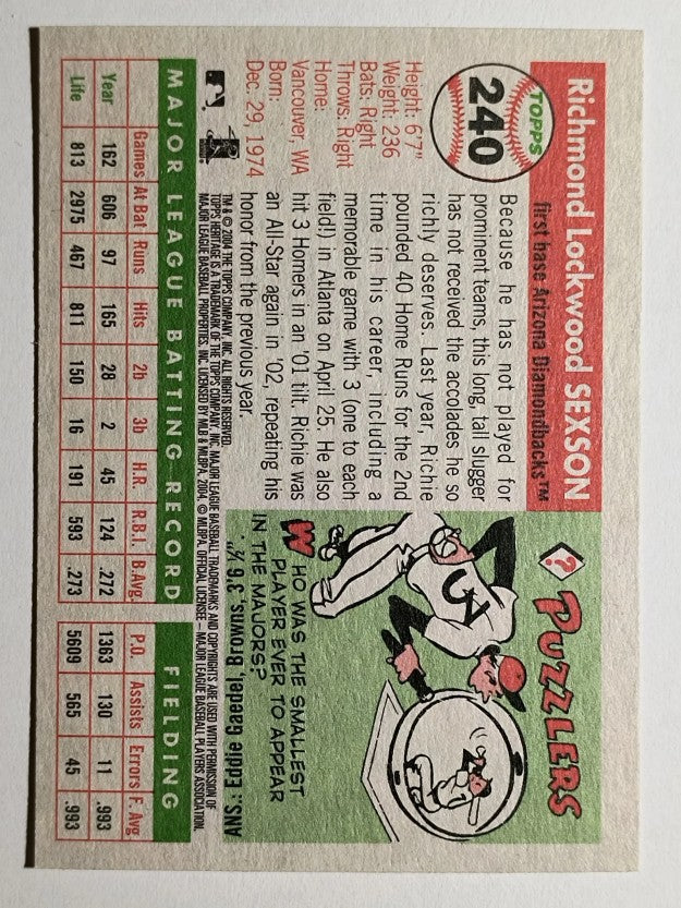2004 Topps Heritage #240 Richie Sexson
