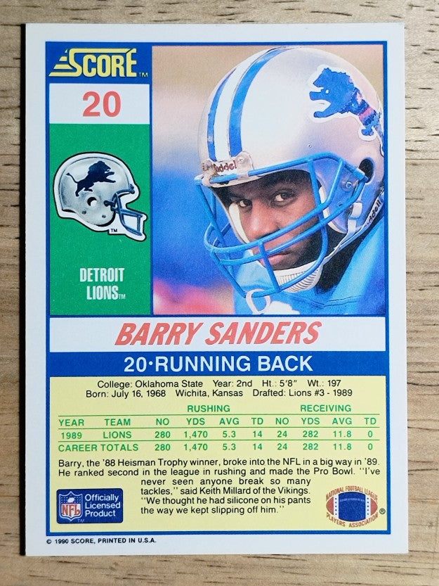 1990 Score #20 Barry Sanders