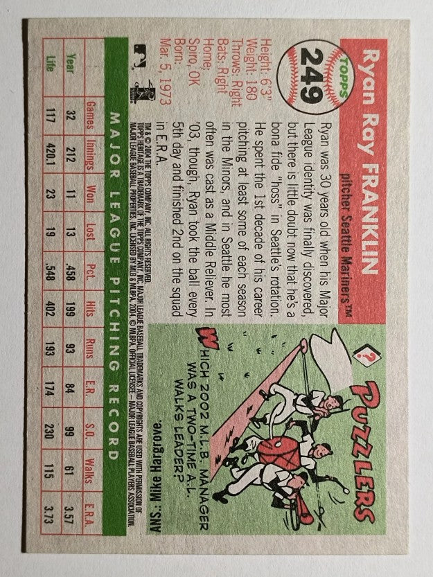 2004 Topps Heritage #249 Ryan Franklin