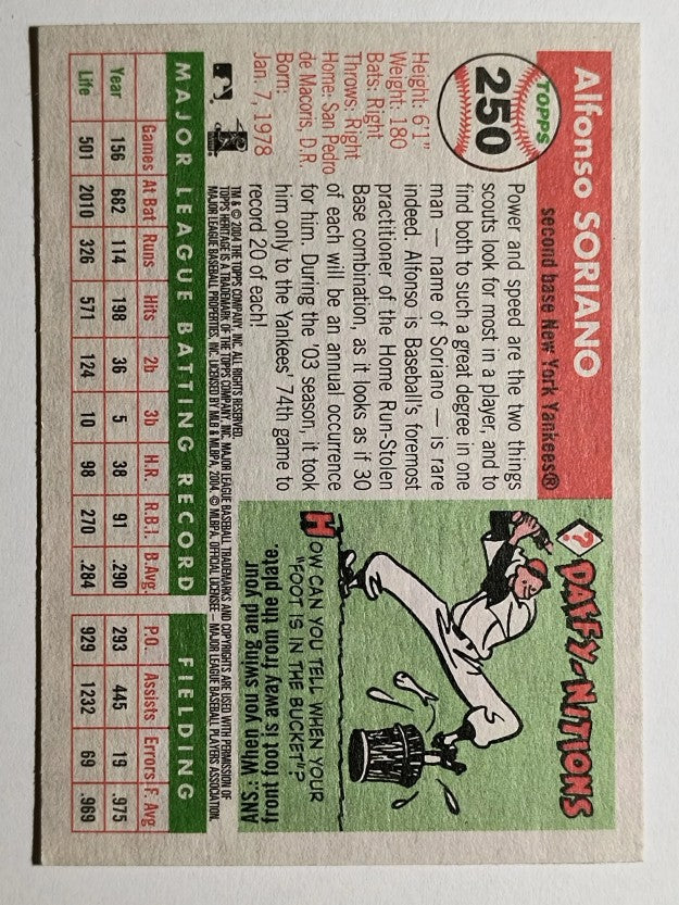 2004 Topps Heritage #250A Alfonso Soriano Throwing