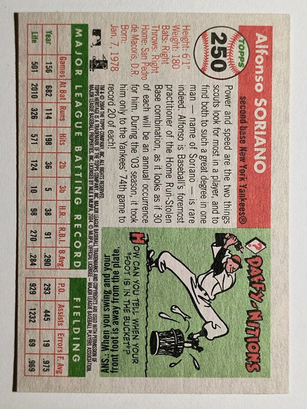 2004 Topps Heritage #250A Alfonso Soriano Throwing