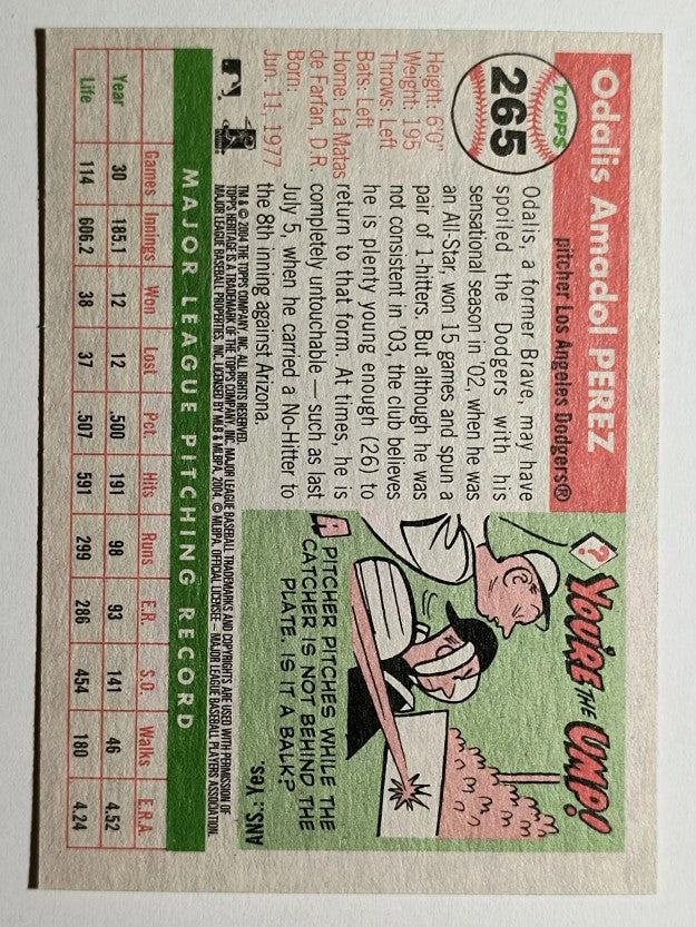 2004 Topps Heritage #265 Odalis Perez