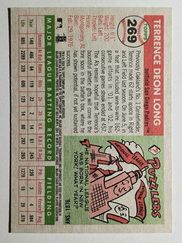 2004 Topps Heritage #269 Terrence Long