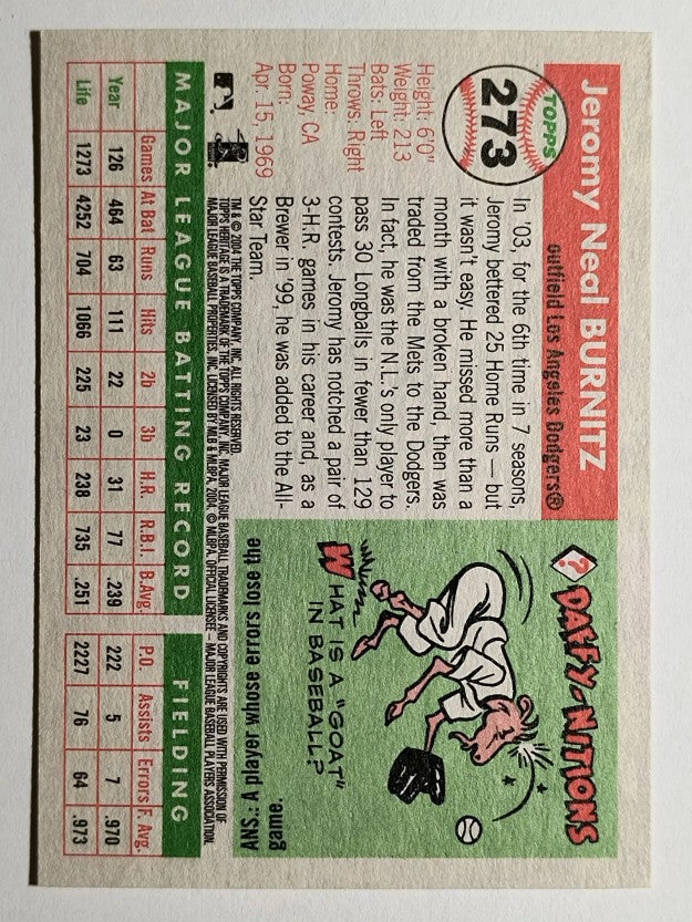 2004 Topps Heritage #273 Jeromy Burnitz
