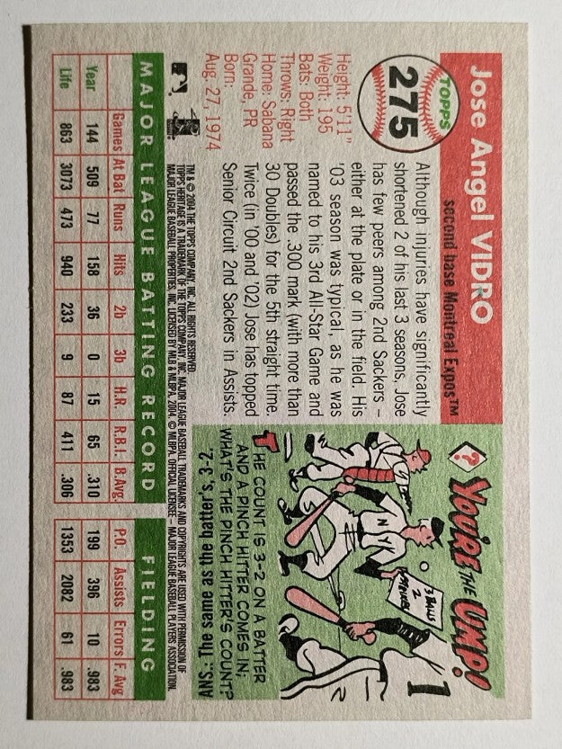2004 Topps Heritage #275 Jose Vidro