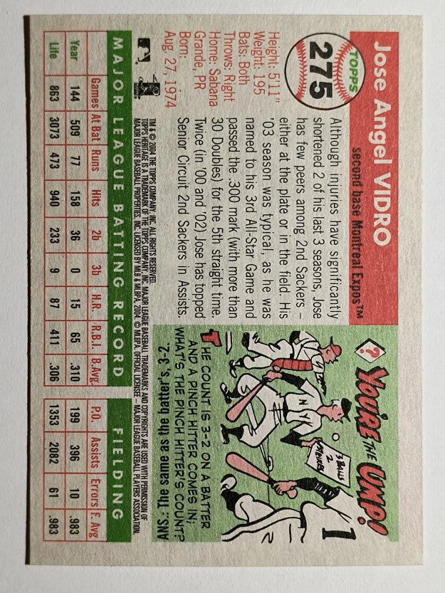 2004 Topps Heritage #275 Jose Vidro