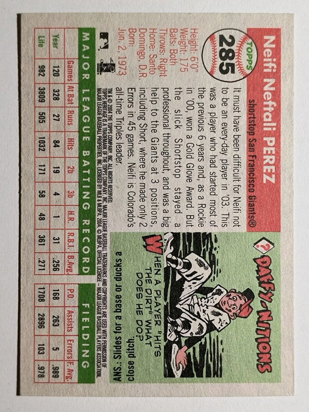 2004 Topps Heritage #285 Neifi Perez