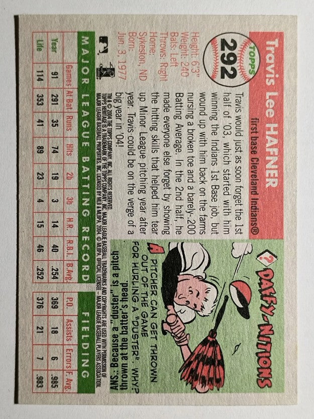 2004 Topps Heritage #292 Travis Hafner