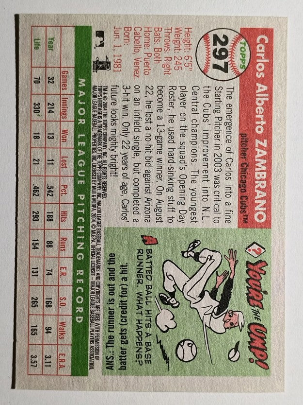 2004 Topps Heritage #297 Carlos Zambrano