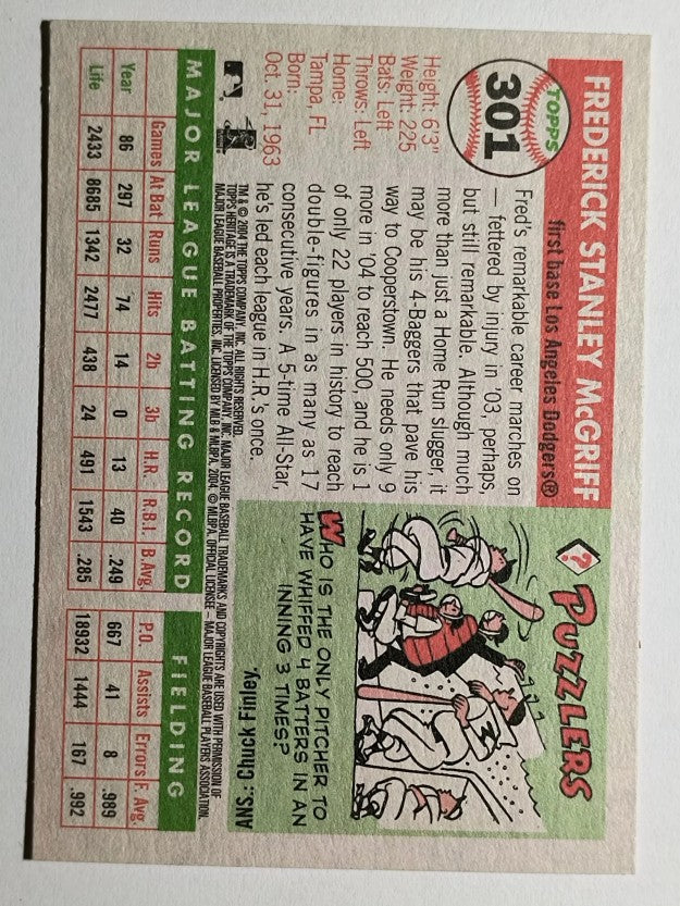 2004 Topps Heritage #301 Fred McGriff