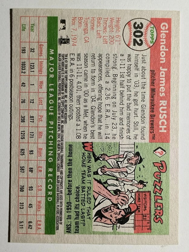 2004 Topps Heritage #302 Glendon Rusch